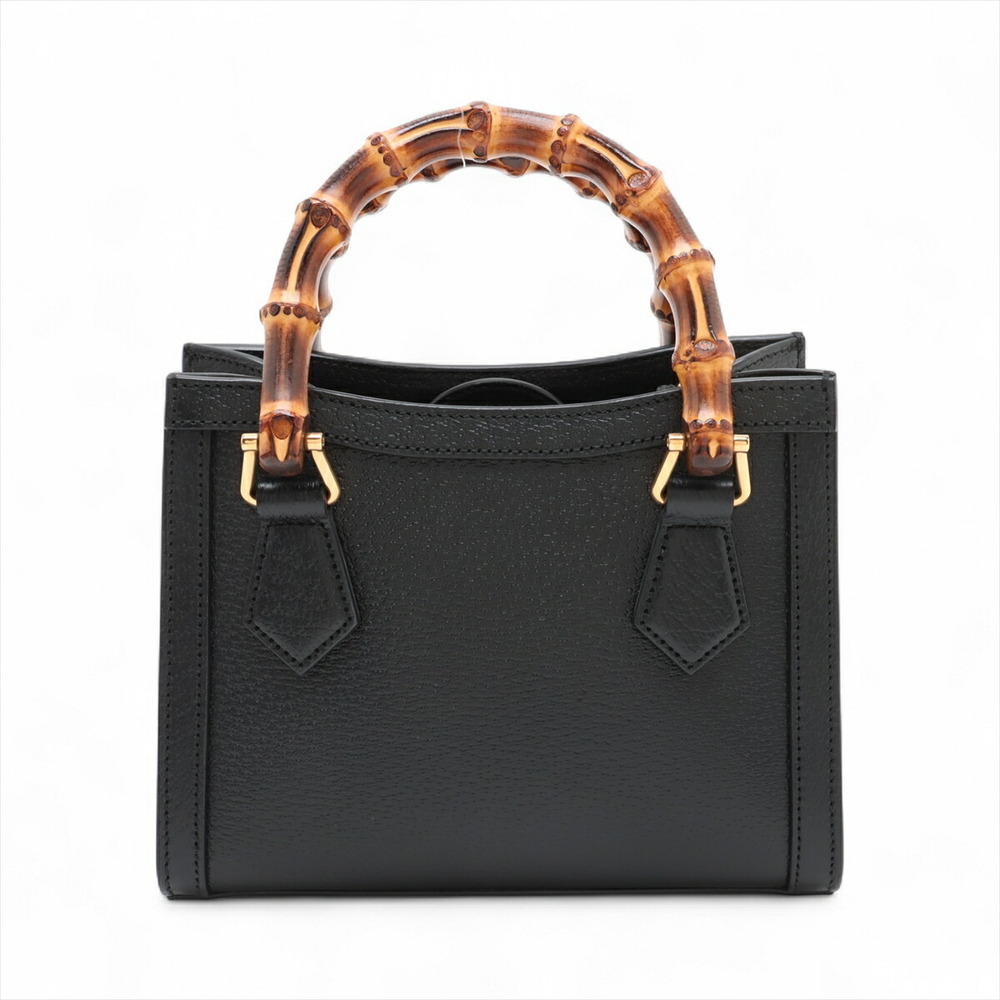 Gucci Bamboo Handbag Black Diana Leather
